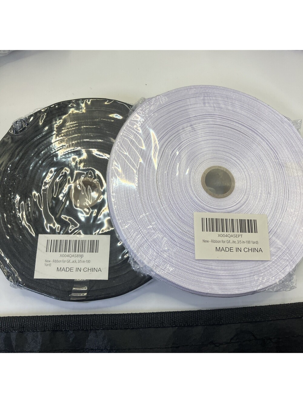 2 Pack Double Faced Satin 1/2 inch x Continuous 100 Yards-Ribbon Black & White